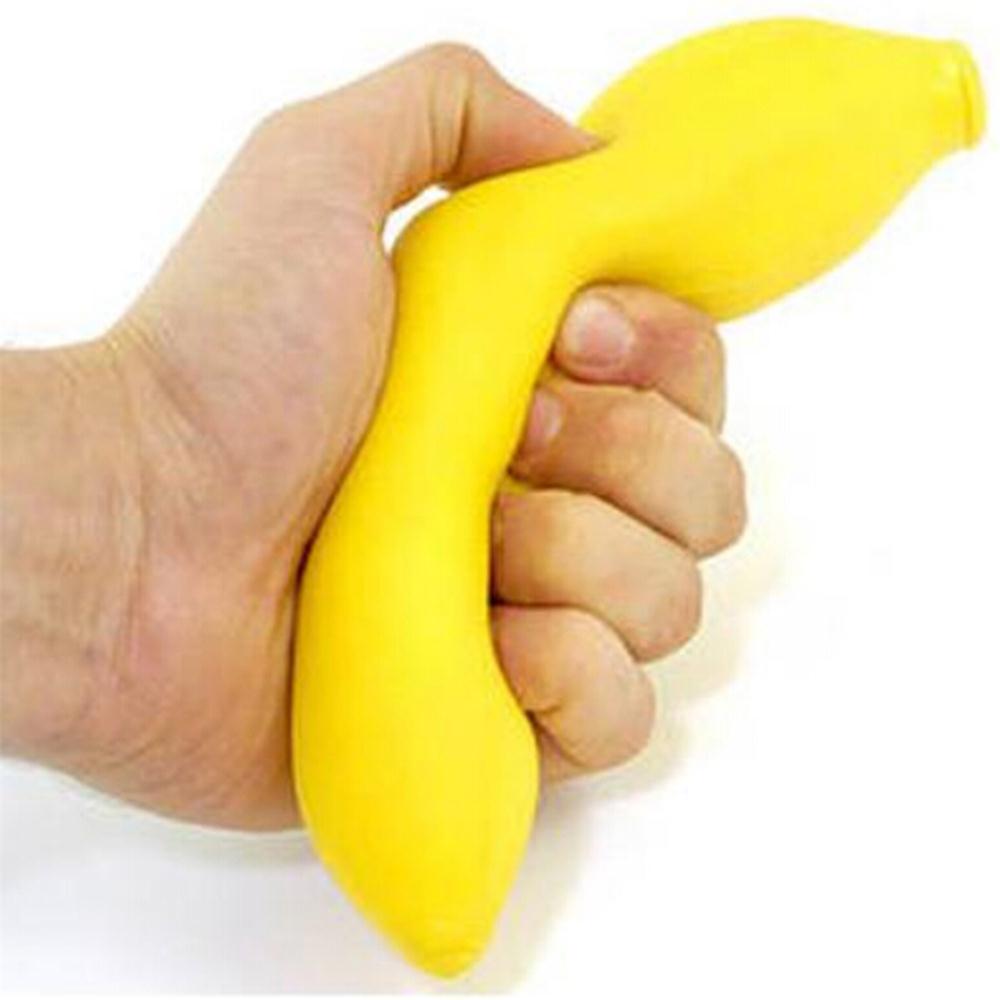 Grappige anti-stressbal speelgoed knijp bananenbal stress druk verlichting ontspannen nieuwigheid leuk geek gadget ventilatie handgrepen: Default Title