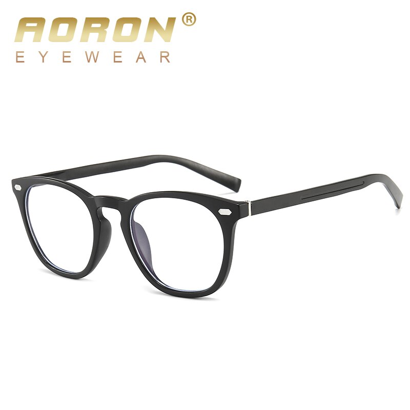 Nuevas gafas anti-azules para hombres y mujeres, gafas de espejo planas, gafas redondas montura de aluminio TR Retro, gafas transparentes negras