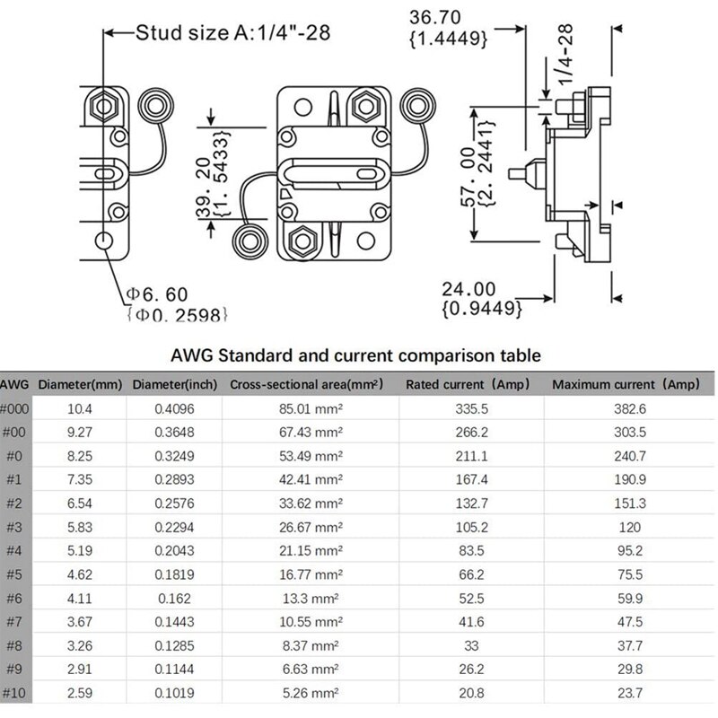 100 150 250 Amp Circuit Breaker Trolling Manual Reset Car Marine Trolling Motors Boat ATV Manual Power Protect Fuse 12V-48V DC