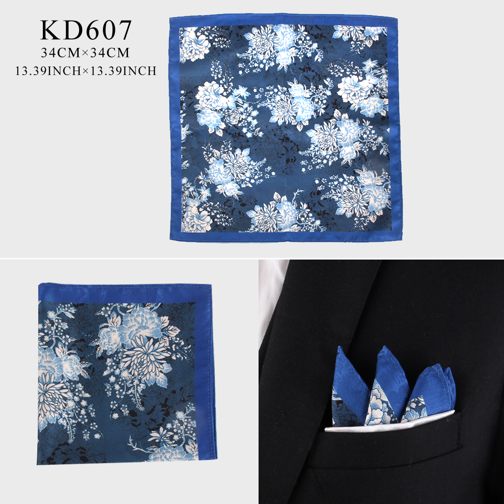 Print Pocket Square For Men Women Floral Printing Kerchief Men's Handkerchiefs Soft Suits Square Handkerchief Towels Scarves: Dark Grey