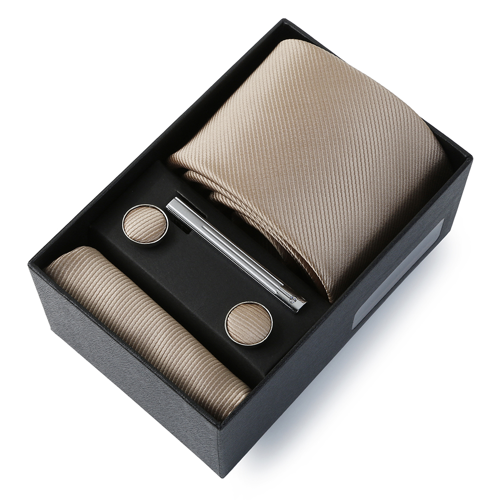 Cravate de mariage pour hommes, couleur unie, en soie, poche carrée, coffret de luxe de styliste pour hommes, accessoire de mariage: GRIS