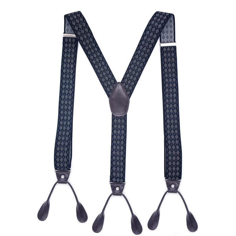 Bretelles Vintage en cuir pour hommes, avec bouton taillé, bout en Y, dos en Y, réglable, élastique, chemise et pantalon, bretelles, pour hommes: E