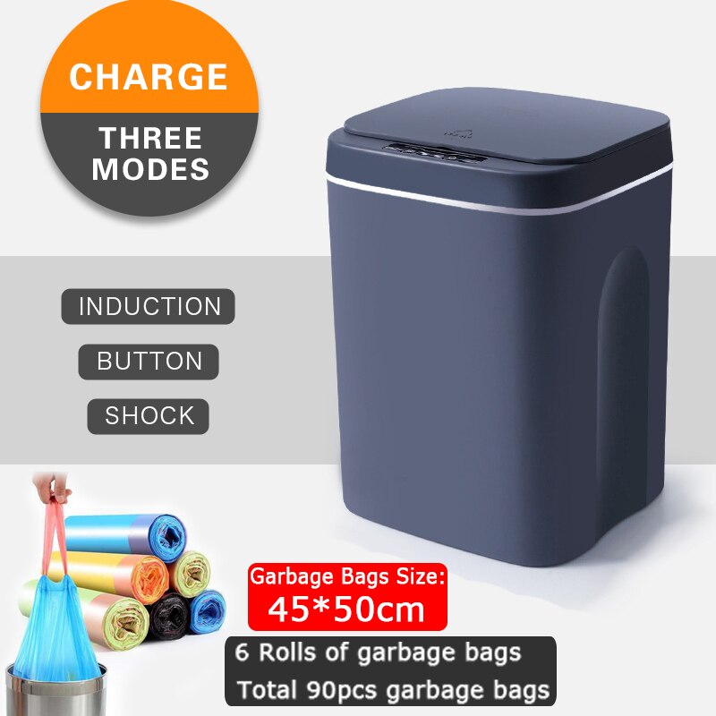 Poubelle intelligente 12L/14L/16L, chargement USB, capteur automatique, poubelle intelligente, poubelle électrique Rechargeable