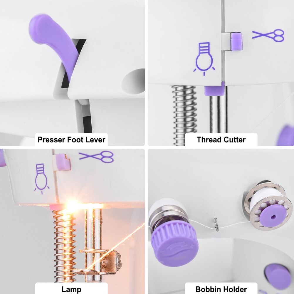 Portable Mini Sewing Machine Crafting Mending Machine with Light for Household JAN88