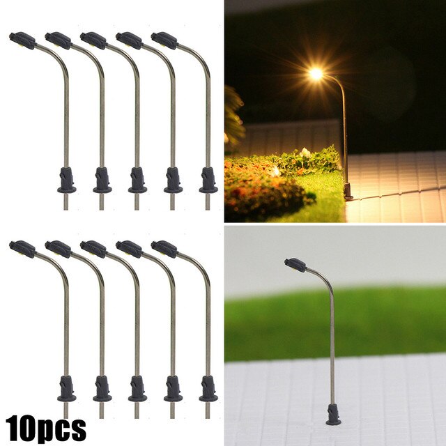 10Pcs Model Trein Z Gauge Straat Licht Led Platform Lamp Bonsai Landschap Railroad Decoratie Gebouw Landschap Accessoires Speelgoed: 32mm