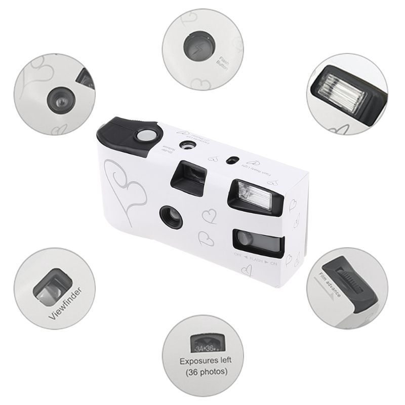 36 Photos Disposable Film Camera Flash Power Single Use Once Take Pictures Tool Party Wedding Souvenirs