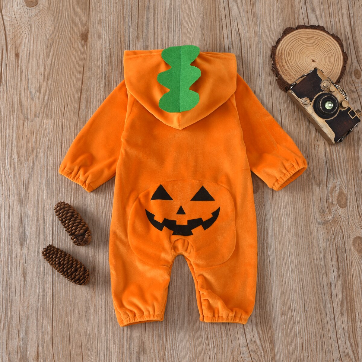 Focusnorm Halloween Custom Baby Baby Meisjes Jongens Rompertjes Pompoen Print Lange Mouwen Hooded Herfst Warm Jumpsuits