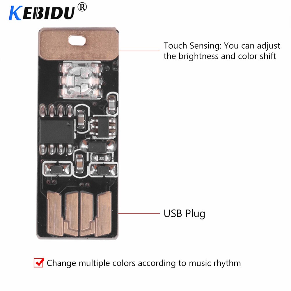 Kebidu Car LED Atmosphere With USB Socket Light Car-styling Touch And Sound Control RGB Music Rhythm Light Decorative Lamp