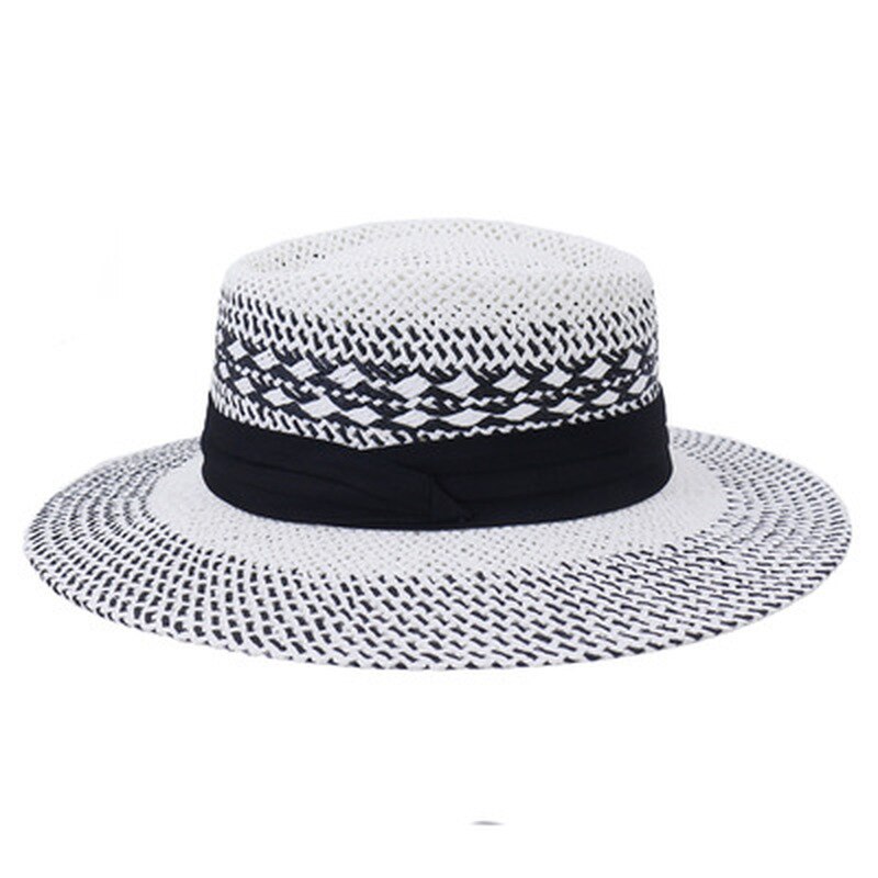 Stro Hoeden Vrouwen Mannen Zomer Lente Ronde Top Wide Brim Zomer Hoeden Groen Blauw Gestreepte Riem Band Luxe Natuurlijke Raffia zomer Hoed: 1