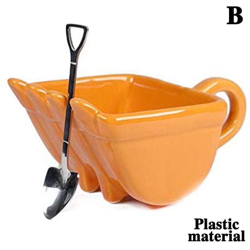 Coffee Cup Digger Excavator Bucket Model Mugs Milk Coffee Tea Cup Mug Coffee Water Mugs Cup with Spoon: Orange