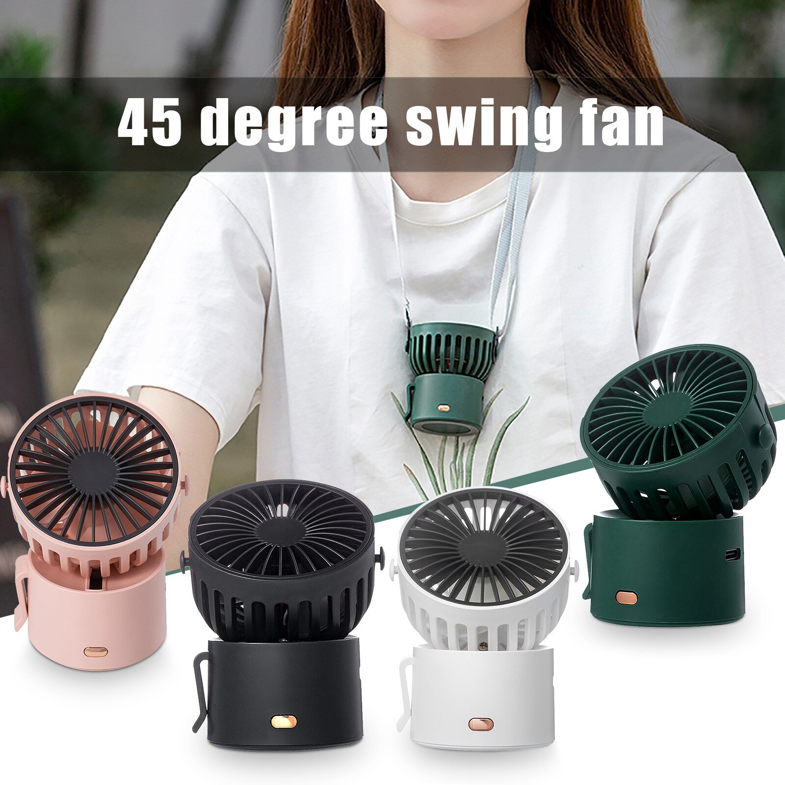 ISHOWTIENDA Desktop Fan - Dual-Port, Adjustable Angle, 3-Speed USB Mini Fan