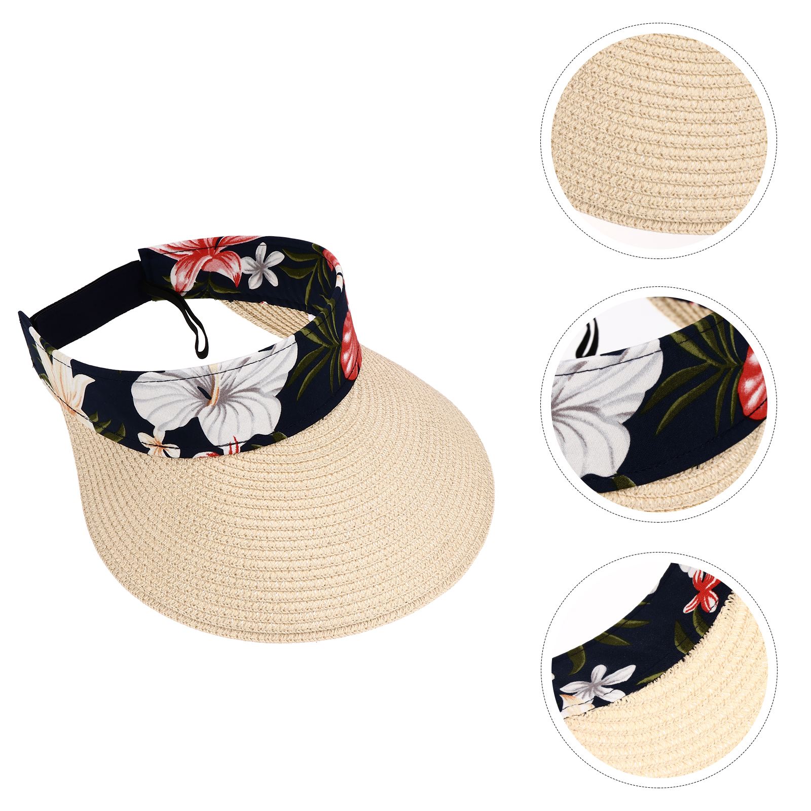 Braid Sun Visor Hat Outdoor Visor Cap Wide Brim Summer UV Protection Beach Cap