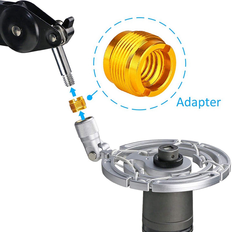 12PCS Female Threaded Nut Screw Adapters Microphone Clip Holder Nut Adapters For Mic Microphone Stand, Golden &amp; Silver
