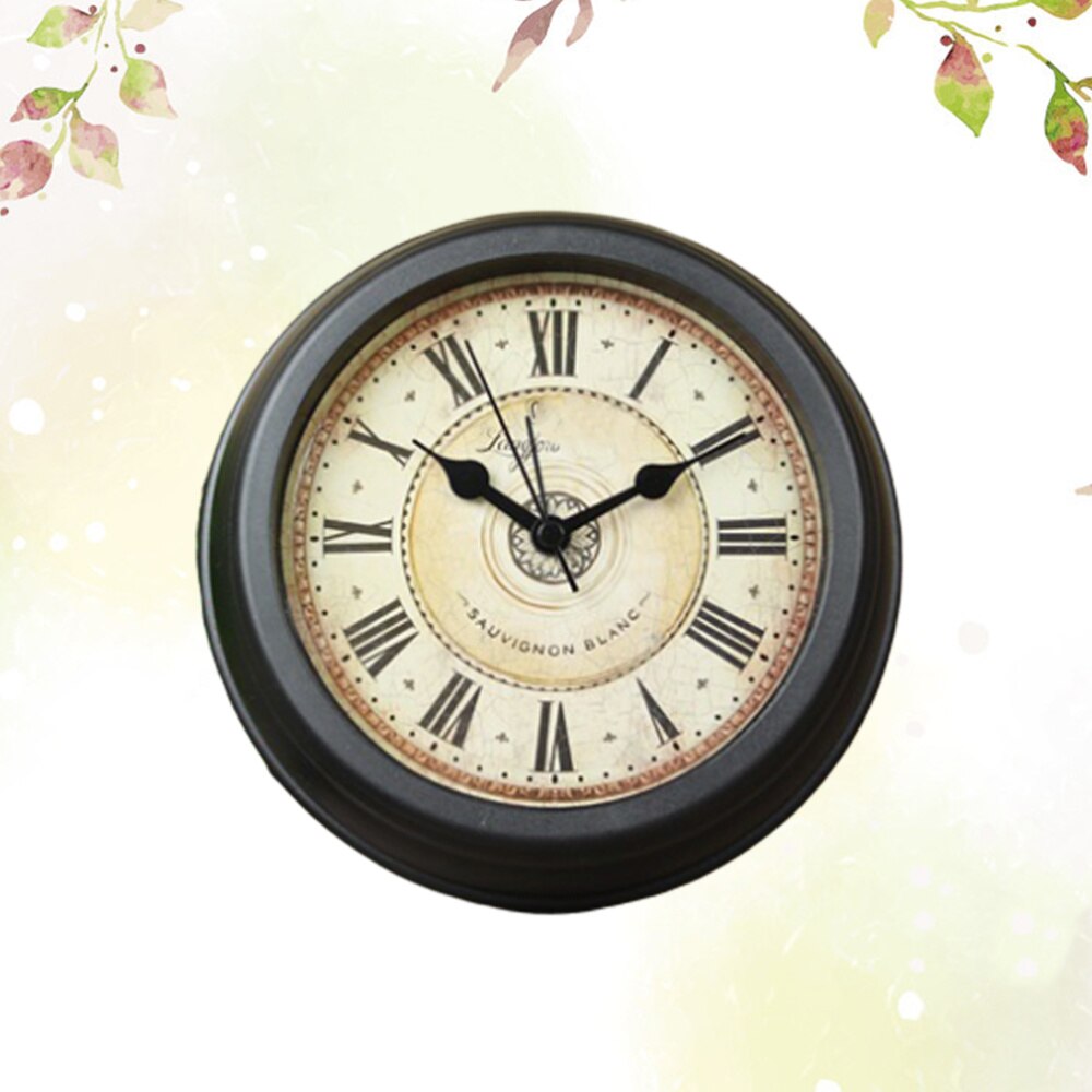 1PC Vintage Table Clock Table Clock Crafts Delicate Time Display Clock Mute Wall Hanging Alarm Clock Wall Mounted Dual