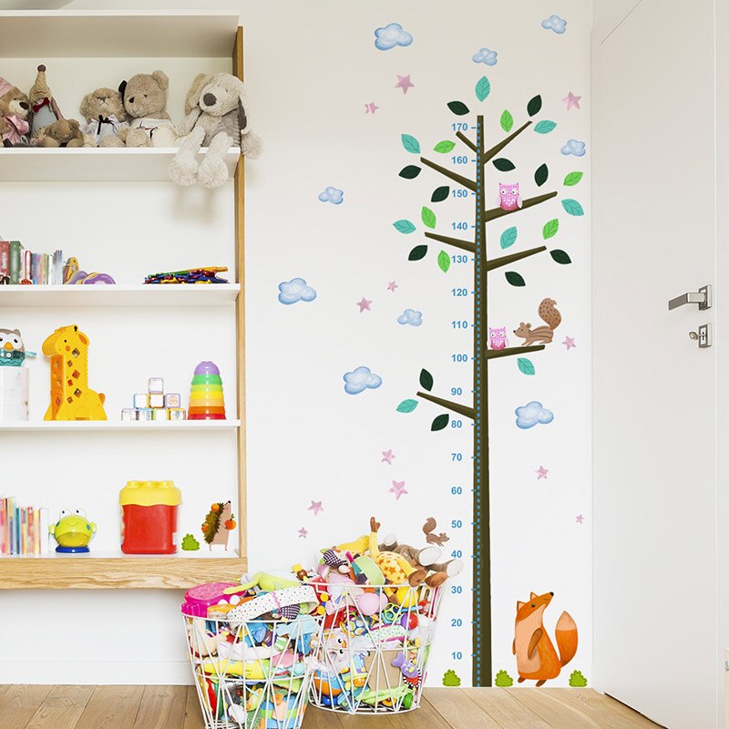 Large Cartoon Tree Wall Stickers for Kids room Height Measurement Sticker for Nursery Baby Room Decor Removable DIY Home Decor