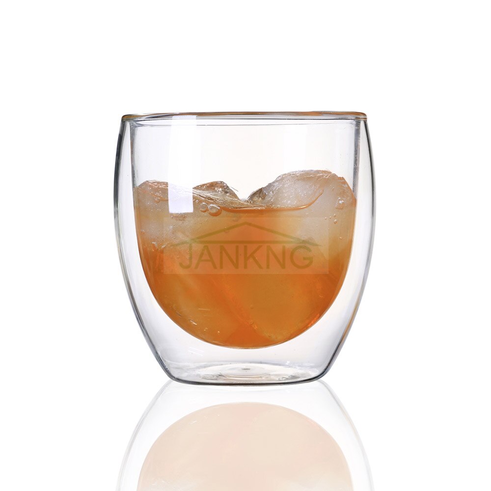 Jankng 250ml/350ml hittebestendige dubbelwandige glazen bekers bier koffiekopjes set handgemaakte biermok thee mokken transparant drinkgerei: 250ml