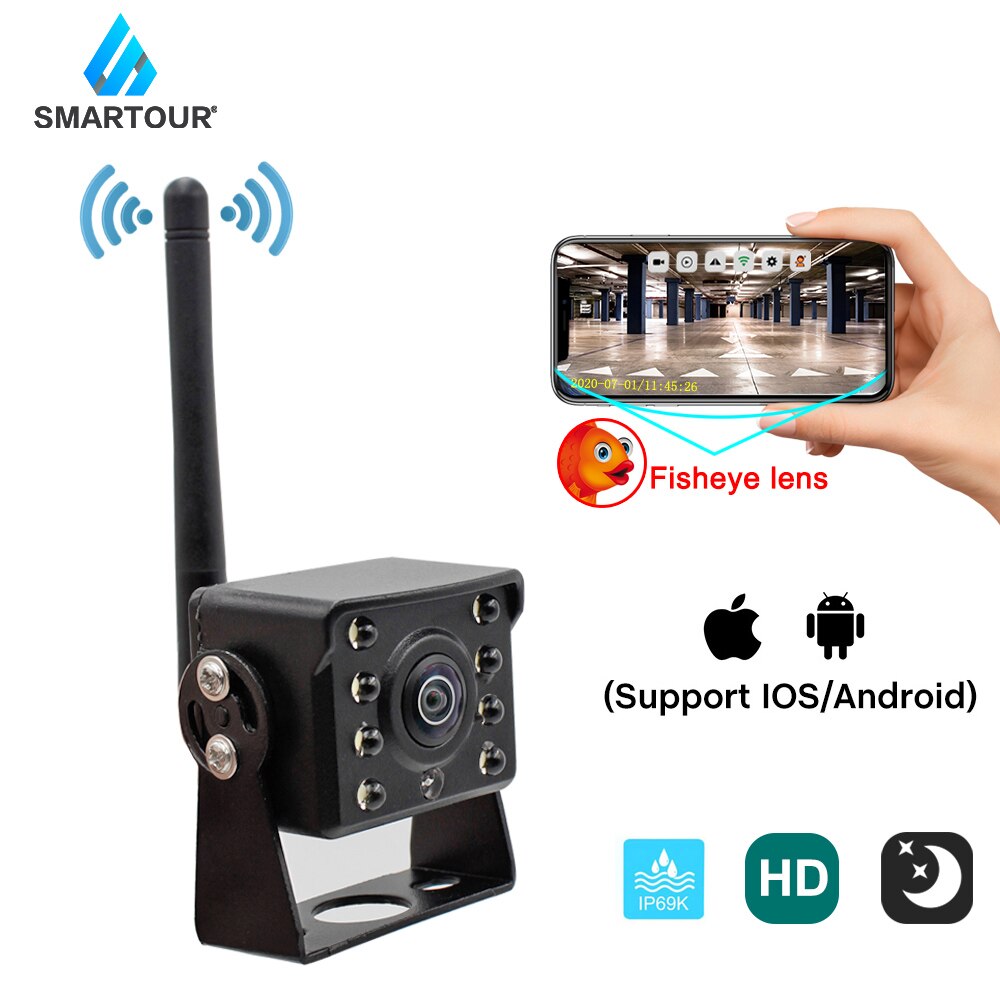 Smartour wifi back -up backup kamera för buss husvagn lastbil släpvagn bil stöd för iphone och android backkamera