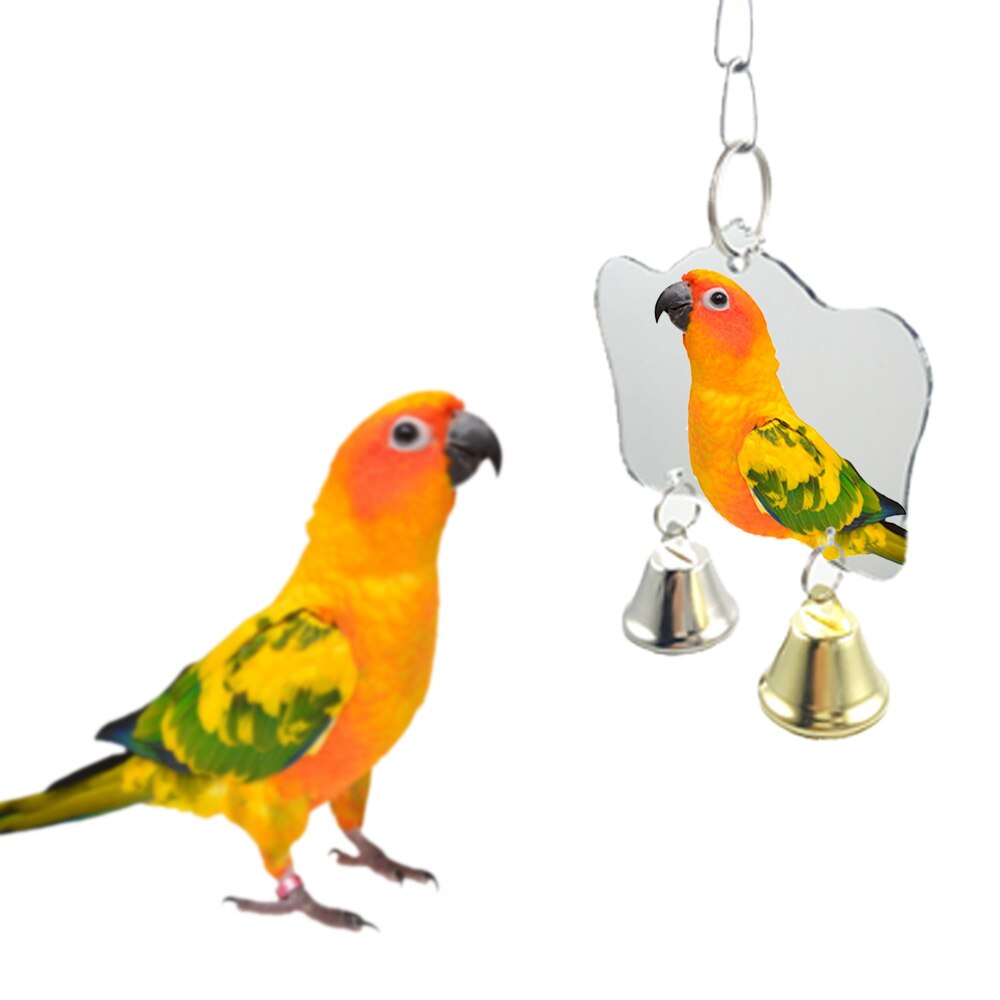 Espejo de juguete para mascotas de 8 estilos, divertido para juguete cacatúas, loros, juguetes pequeños de pájaros y loros, loro mascota accesorios para escalar: YELLOW