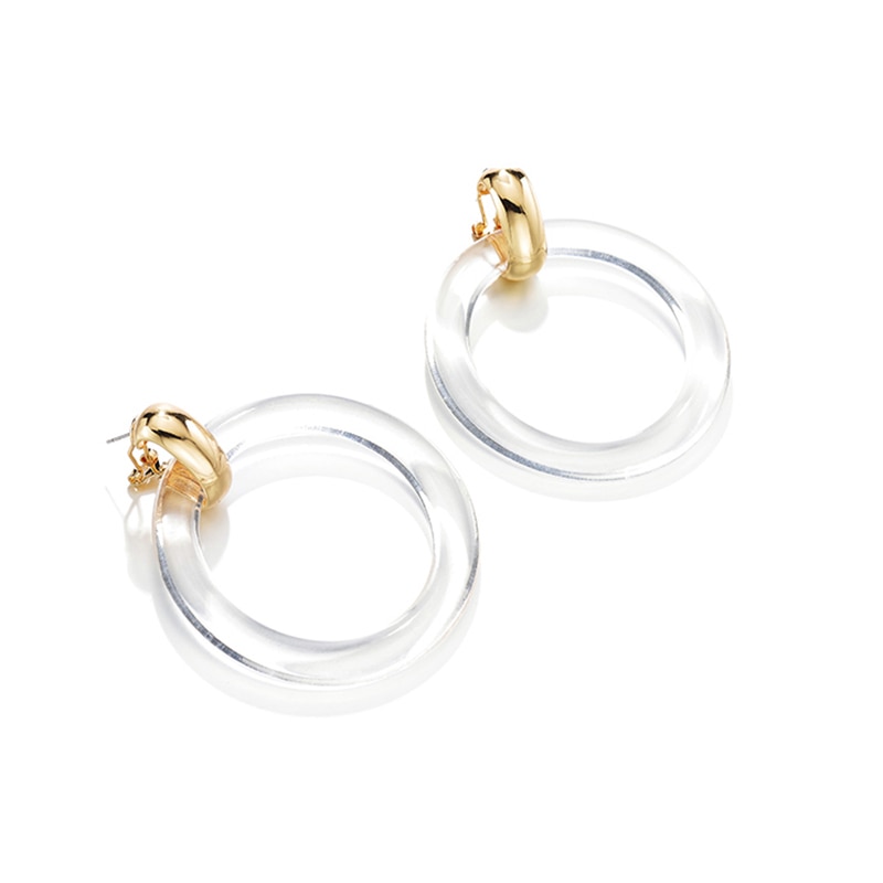 Geometrisk gennemsigtig akryl øreringe til kvinder enkel stor cirkel acetat erklæring boho bryllup za smykker: 10688
