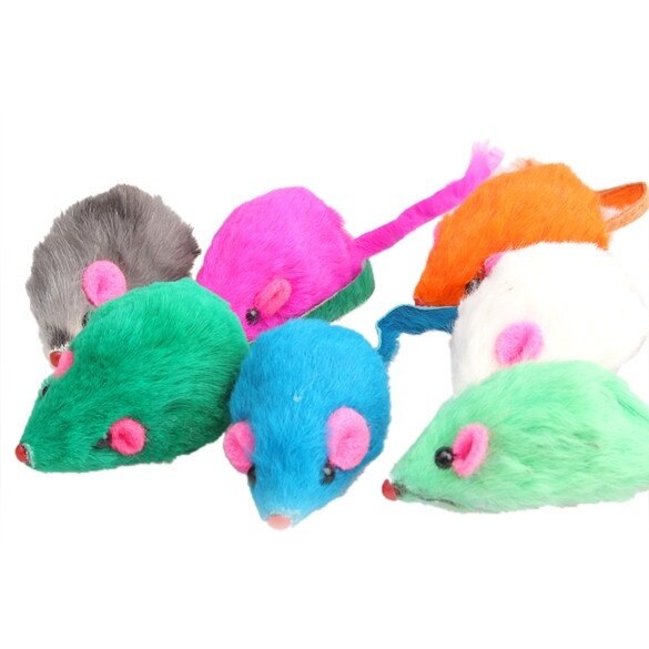 Willekeurige 4.5 Cm Creatieve Huisdier Speelgoed Kleurrijke Interactieve Konijnenbont Valse Muis Huisdier Kat Speelgoed Mini Grappige Spelen Speelgoed katten Kitten