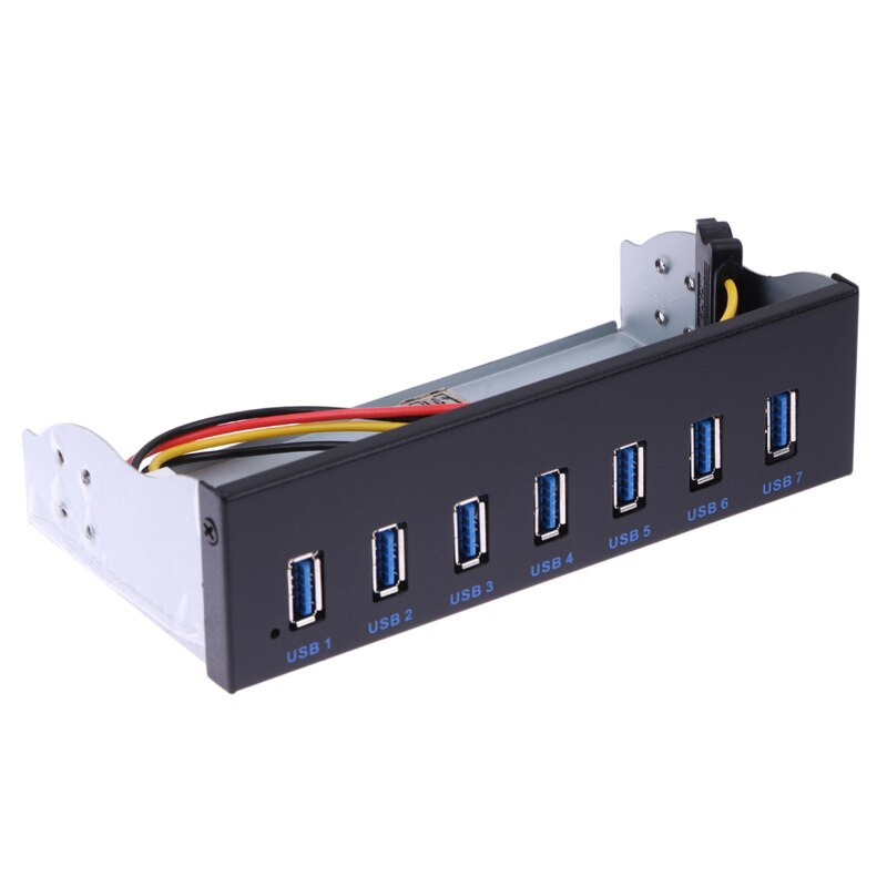 Panel frontal para carcasa de ordenador, 7 puertos USB 2,0 3,0 Hub 5Gbs 5,25 &quot;, Bahía de unidad de CD-ROM, CD ROM, USB 3,0, Cable macho de 19 pines A tipo A: 7port USB3.0