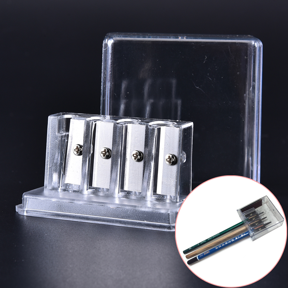 Multifunctional 4 Holes Charcoal Pencil Sharpener Long Lead Core Art Drawing Sketching Pencils Manual Sharpener Drawing Supplies: WHITE