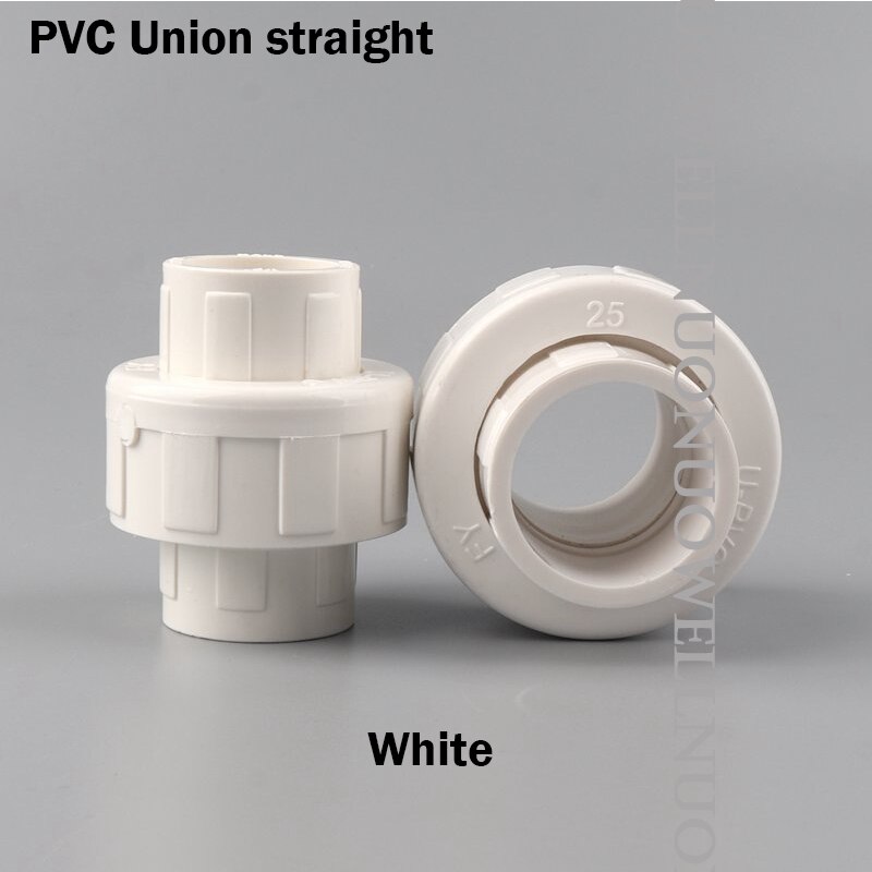 2 stk pvc rørforbindelse 20 25 32 40mm unionsforbindelser akvarietank vandrør lige fittings kunstvanding have vandtilslutning: 32mm / Hvid