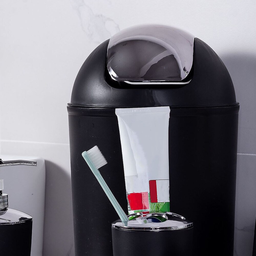 6Pcs Plastic Bathroom Accessories Set Soap Box Toothbrush Toothpaste Storage Rack Soap Dispenser Toilet Brush Trash Can