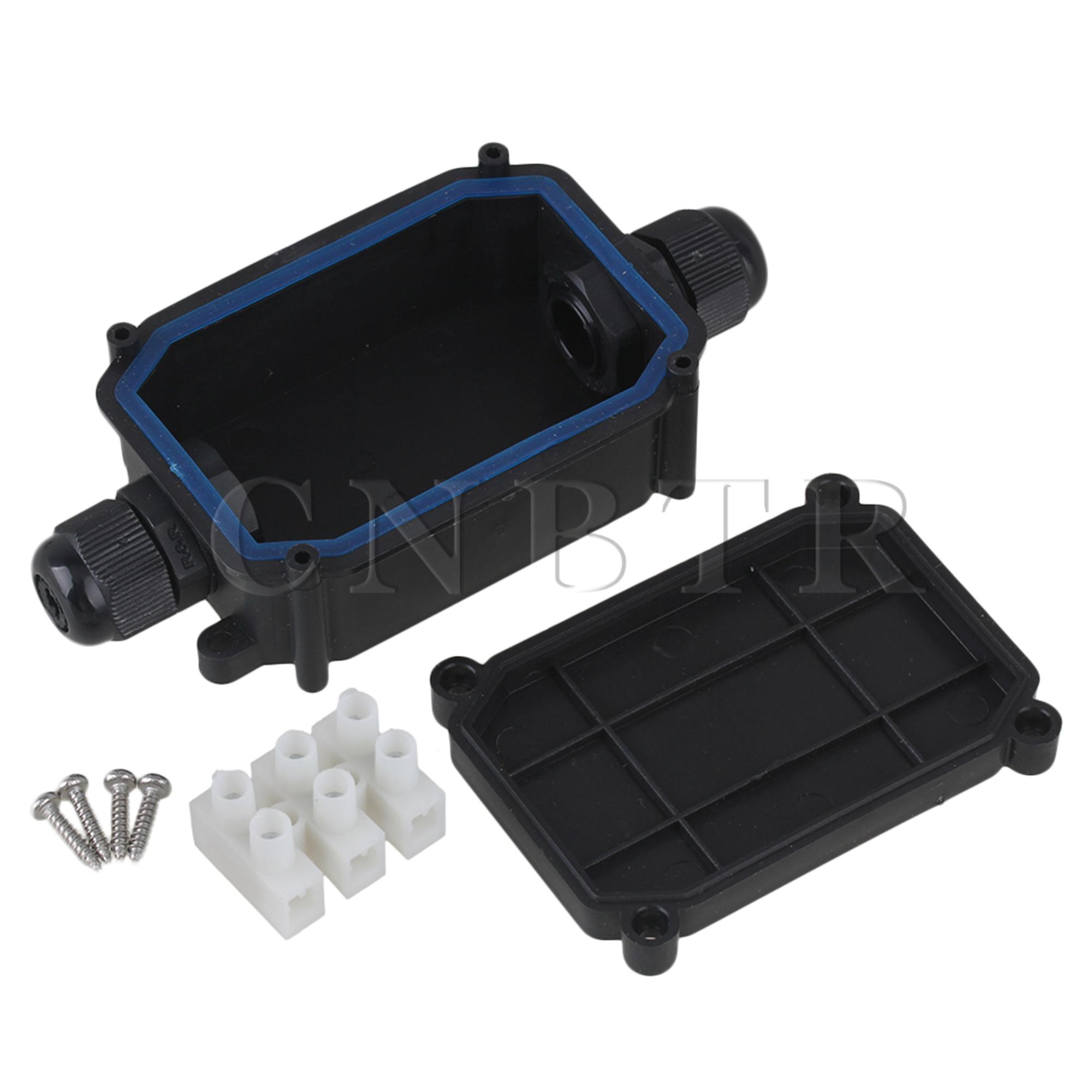 CNBTR Black 2 Way Cable Junction Box with T06-3 Terminal for Outdoor Light