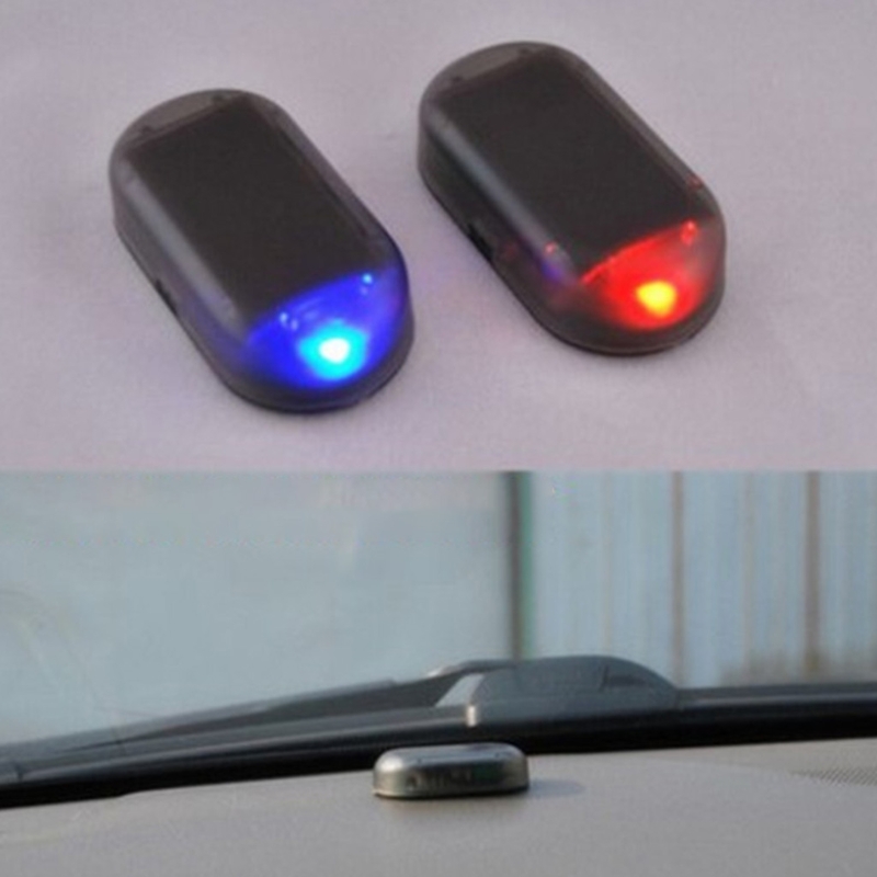 Alarma Solar para coche, luz LED antirrobo, Flash intermitente, lámpara de advertencia, 2 piezas (azul + rojo)