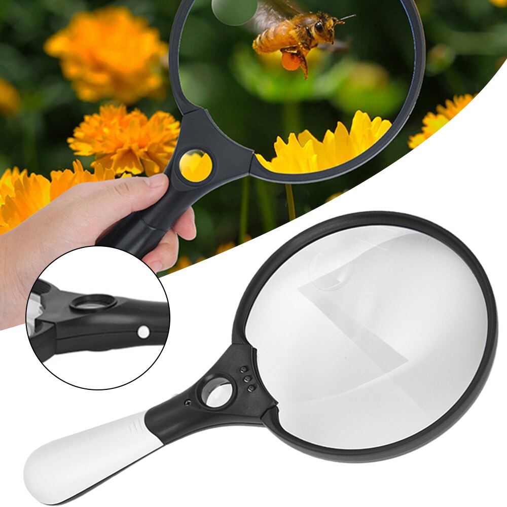 Magnifying Glass with LED Light Handheld Reading 137mm Large Magnifying Lens Loupe Glass Jewelry Inspection Handheld Tool