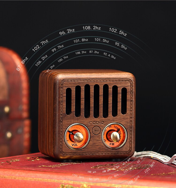 Træ retro radio digital fm radio digital linnet radio bærbar fm radio mini bluetooth højttaler gammeldags klassisk stil: Træfarve
