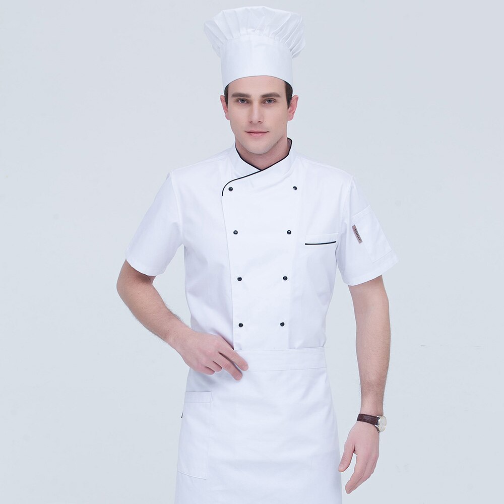 M -4xl kokkeuniform dobbeltspent hotell catering kjøkken restaurant uniform servitørskjorte hvit kokkejakke kvinne