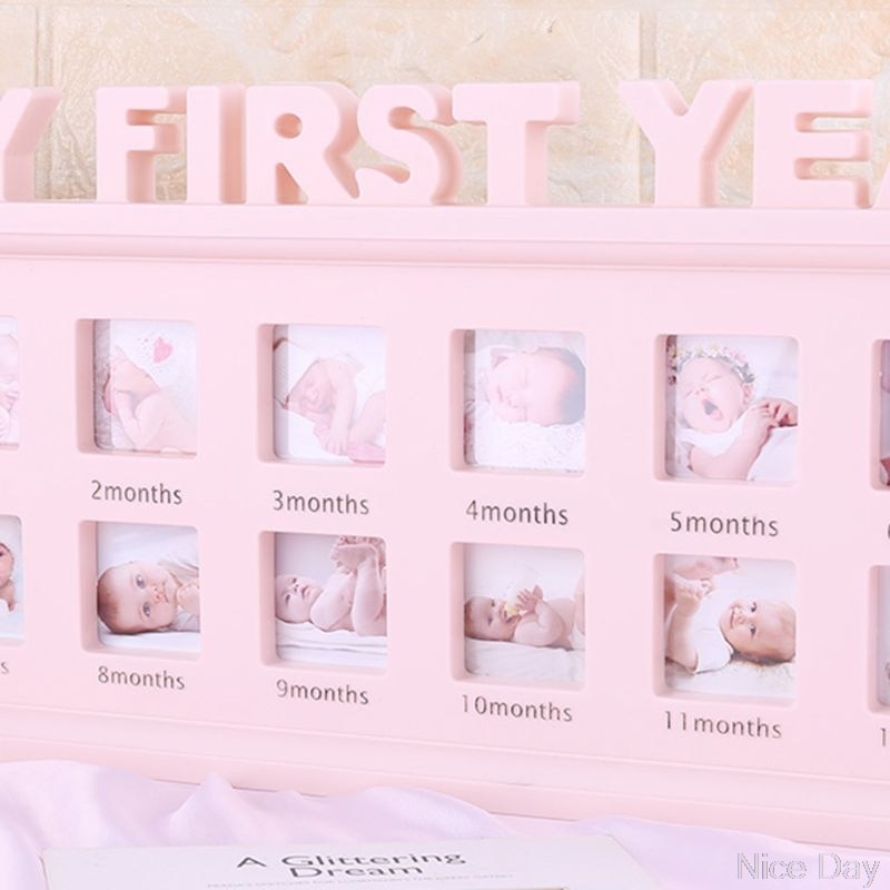 Cuadros creativos DIY de "Mi primer año" para bebé de 0 a 12 meses, marco de fotos de plástico, recuerdos conmemorativos para niños, A07 20