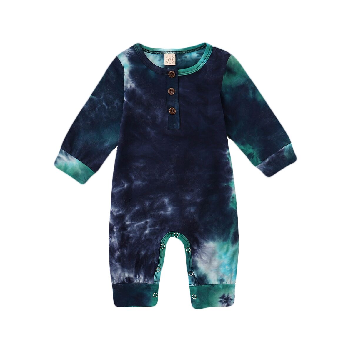 Citgeett automne infantile bébé garçons filles cravate colorant impression à manches longues bouton décorer barboteuse une pièce automne printemps vêtements: A / 3M