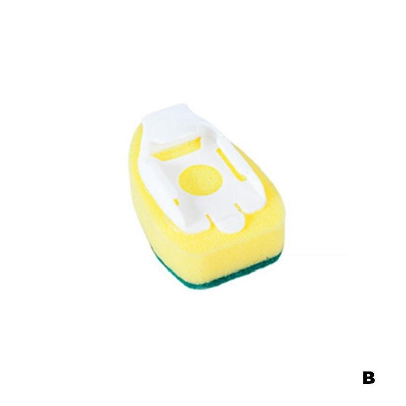 1Pc Afwassen Spons Met Handvat Automatische Vloeibare Vulling Pot Verwijderen Wrijven Cleaning Clean Brush Magic Keuken Spons Kit: Bruin