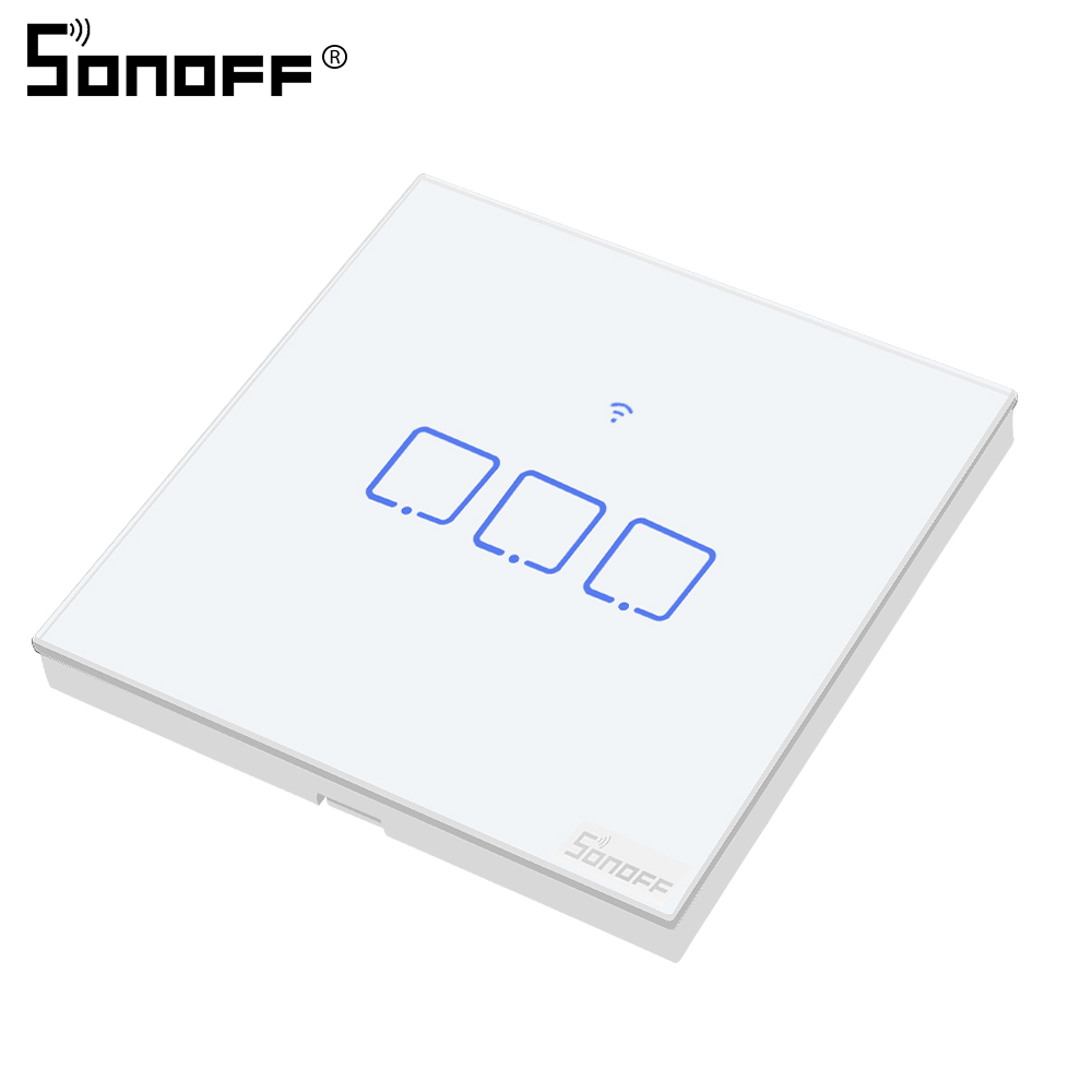 SONOFF Tx T0 US/ue/royaume-uni 1/2/3 Gang Wifi panneau de commutateur d'éclairage mural tactile/voix/contrôle d'application Eweilink domotique intelligente Alexa IFTTT: SONOFF T0 EU 3C