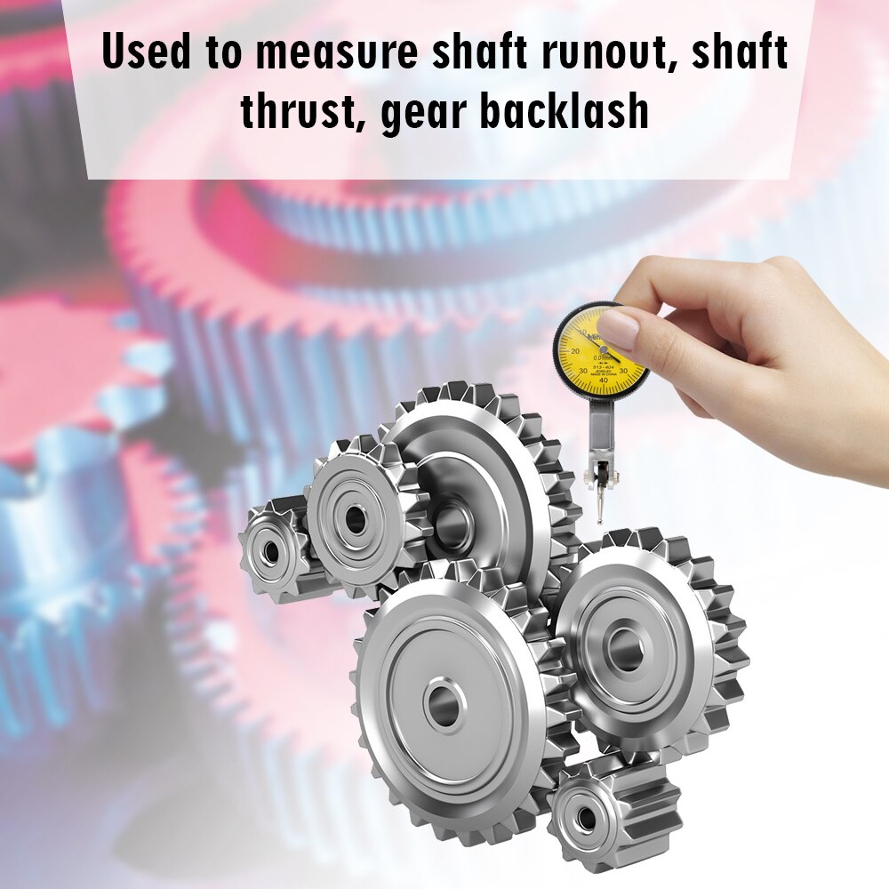 Shockproof Waterproof Leverage Dial Indicator Tool with 0.01mm Accuracy 0-0.8mm Measuring Range Dial Test Indicator