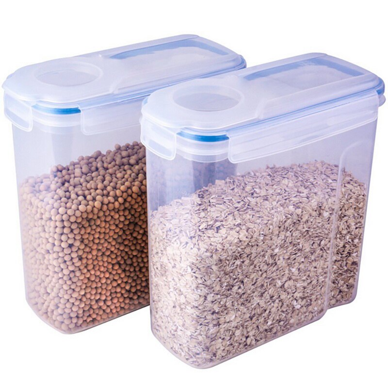 Hoomall 4L Cereal Dispenser Cereal Storage Containers Square Plastic Storage Tanks Kitchen Food Preservation Container