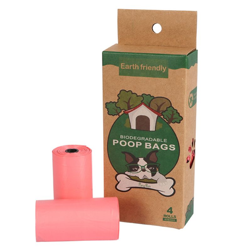 Biodegradable Poop Bags Pet Puppy Dog Waste Bags Leak-Proof Kitchen Trash Bag: Pink1