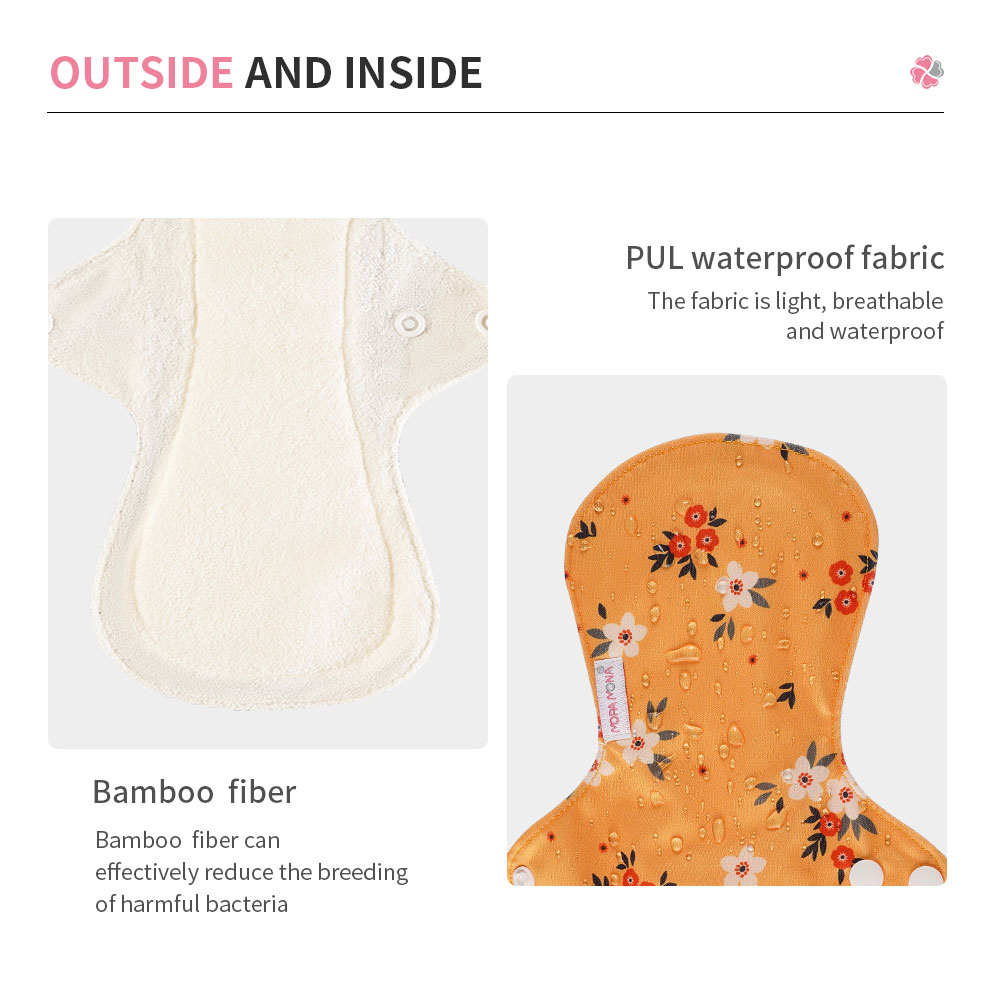 Mora Mona Reusable Menstrual Pad For Heavy Flow Large Size Breathable Women Cloth Pad 5 Pieces