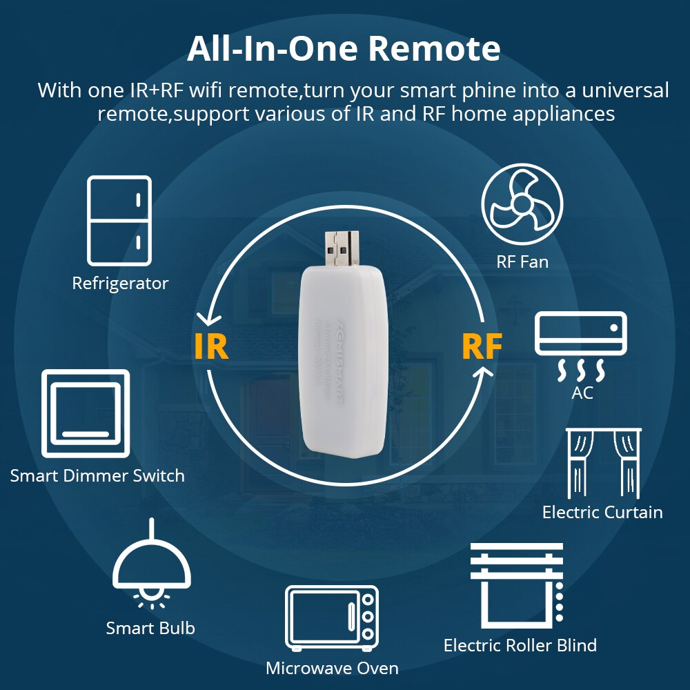 Zemismart RF+IR Universal Remote Control WiFi Smart Home Automation Tuya App Alexa Google Home Control Curtain Motor Air-Con