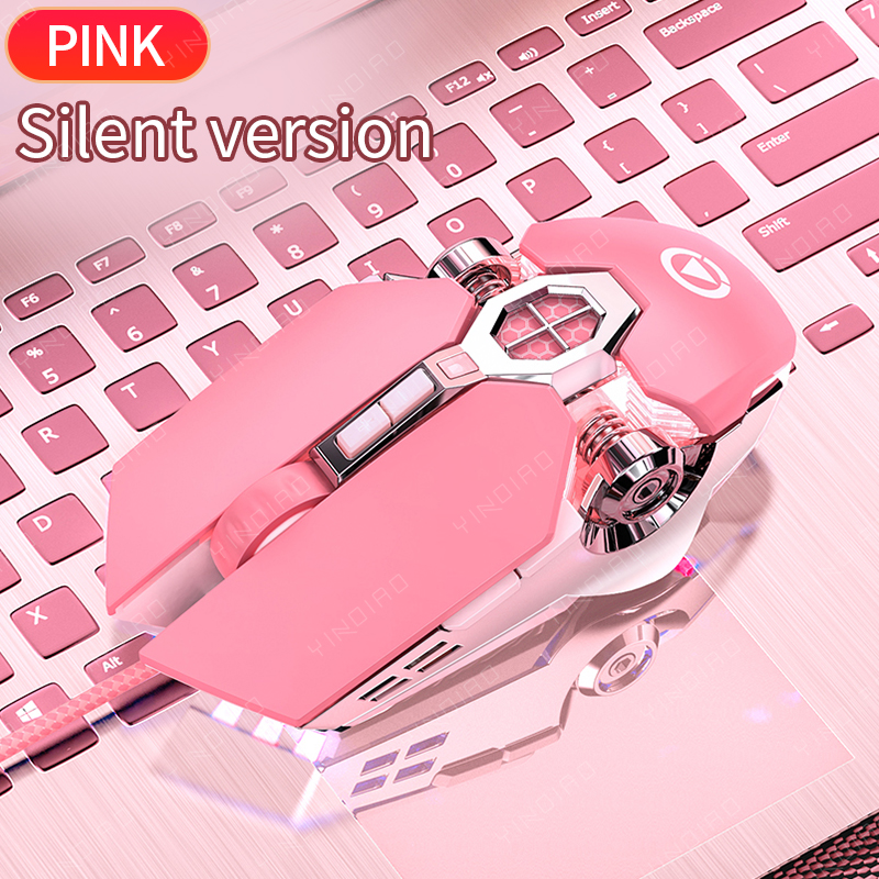 Ergonomic Wired Gaming Mouse RGB Mute Mouse LED Backlit 3200dpi 6 Button USB Mechanical Mause for PC Laptop Computer Gamer: WHITE