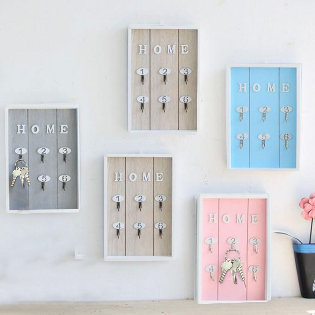 Porte-clé mural | Étagère de rangement pour clé, organisateur mural avec 6 crochets pour la maison, la cuisine, décor de salle de bains