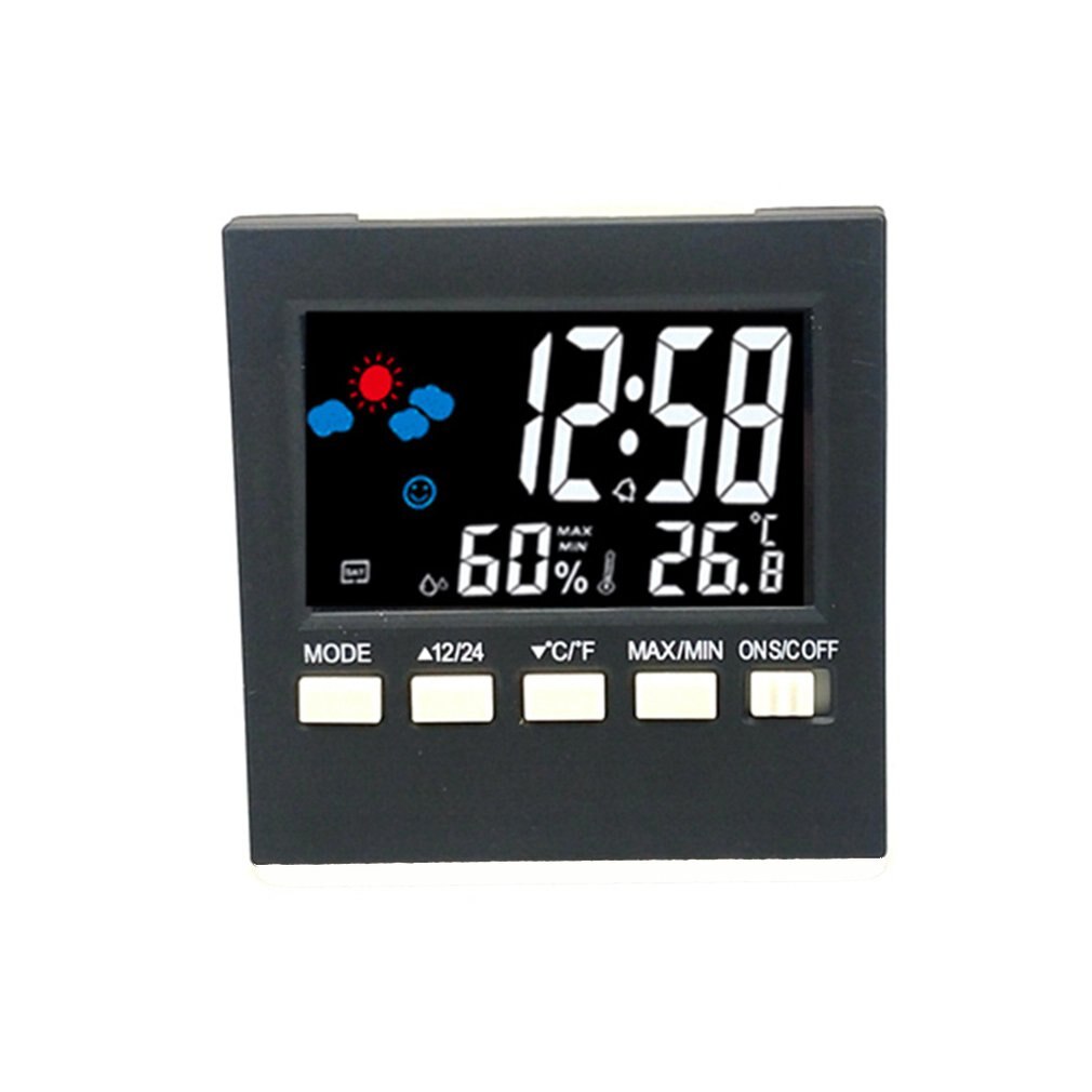 Wielofunkcyjny cyfrowy kolorowy LCD ekran alarm stacji meteorologicznej zegar termometr higrometr miernik temperatury i wilgotności