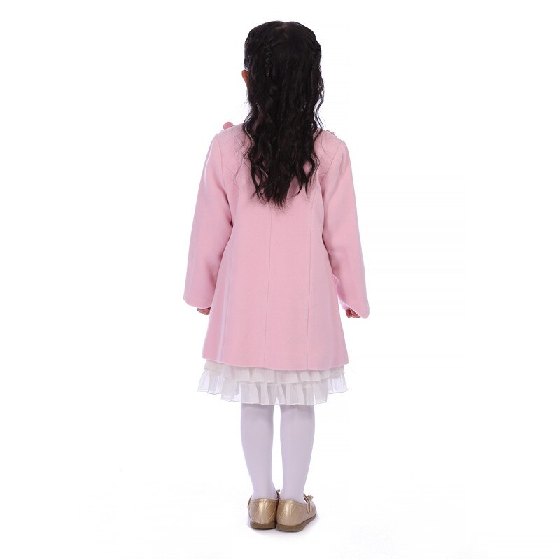 Abrigo cálido rosa para niñas, prendas de vestir, chaquetas para niños, abrigo informal de flores rojas, Otoño e Invierno