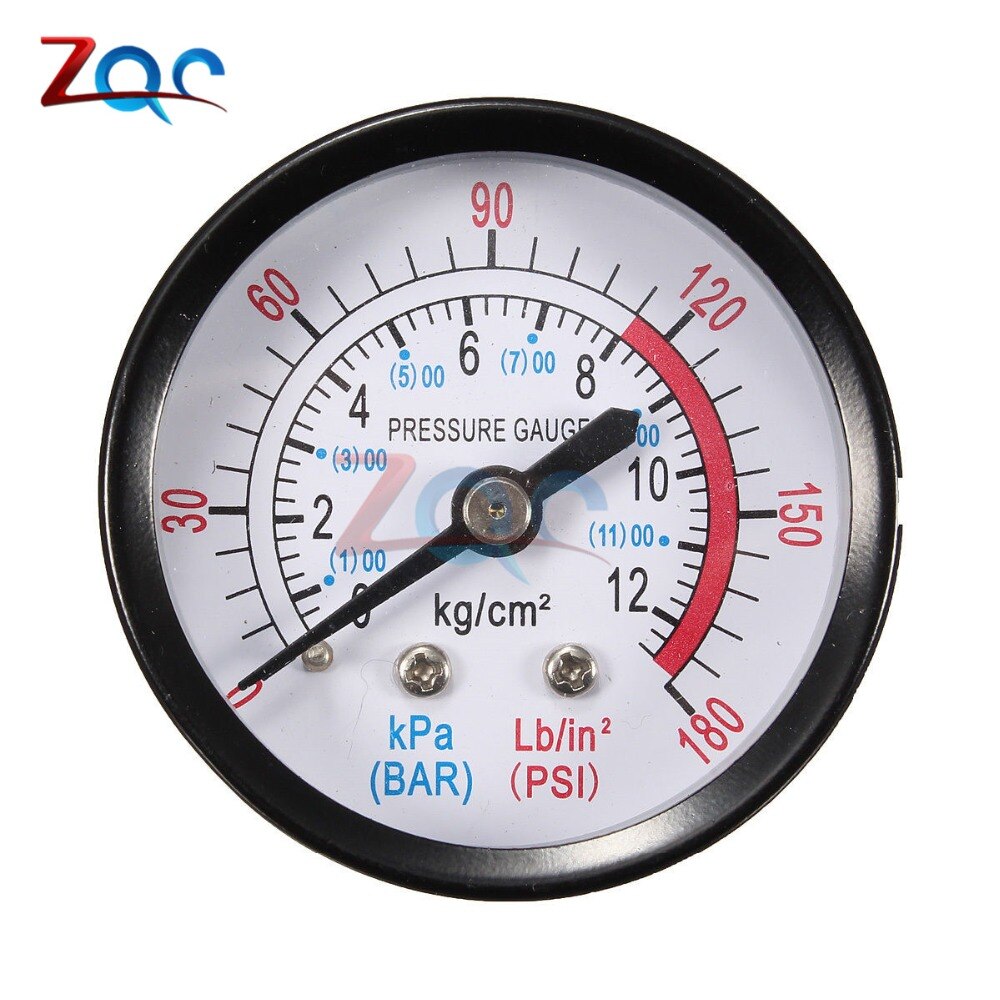 13 Mm 1/4 Bsp Draad 0-180 Psi 0-12 Bar Luchtdrukmeter Voor Air Compressor Ijzer Diameter Ongeveer 52 Mm