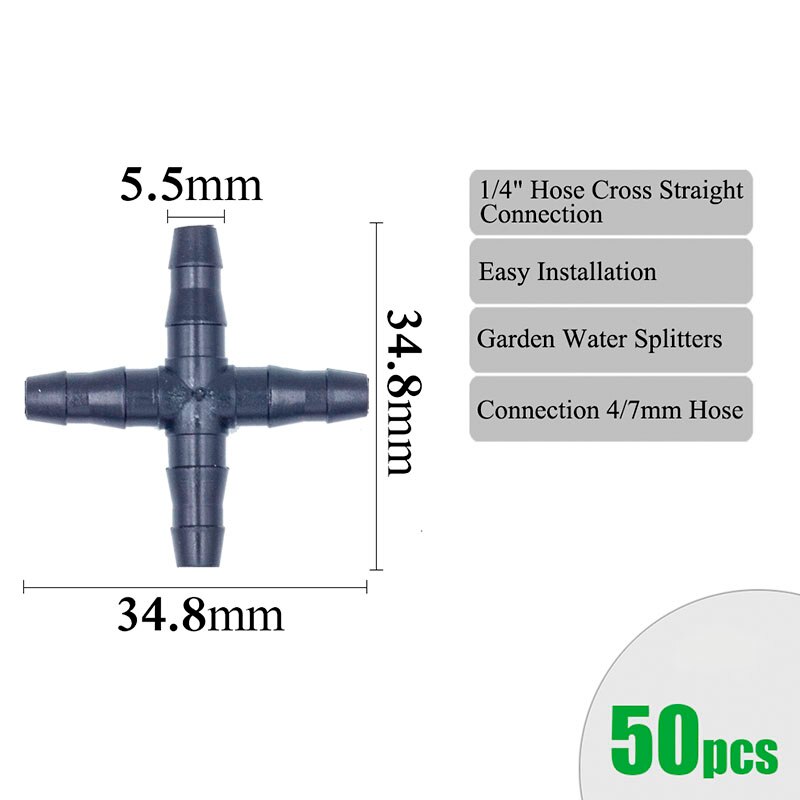Garden Irrigation Connectors Barbed Single Double Tee Elbow Drip Arrow Cross Coupling Watering Fitting For 3/5 4/7mm Hose: PURPLE