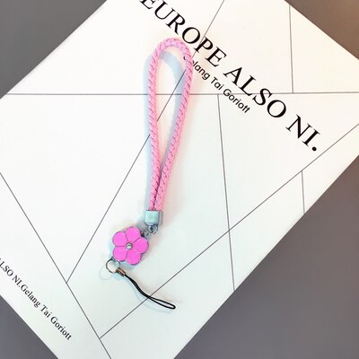 Mobile Phone Straps rope clover flower short hand rope universal squishy for key lanyard neck lanyard neckband anti-stress: pink