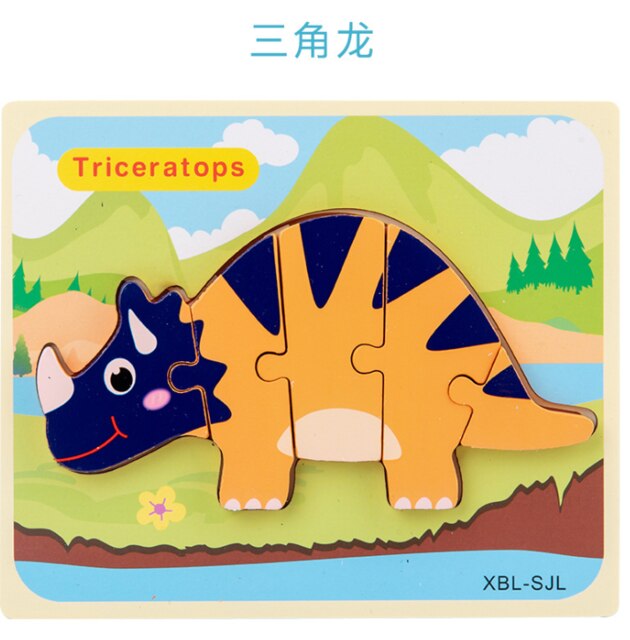 Let'S Make 1PC Montessori Toys Wooden Dinosaur Puzzle Cartoon Early Educational Baby Toy Wood Puzzle Toys: 09
